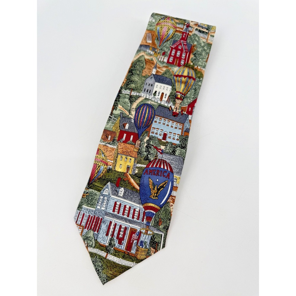 Americana for Dillard's Tie Mens Silk Hot Air Balloon The View From Above 1927‎